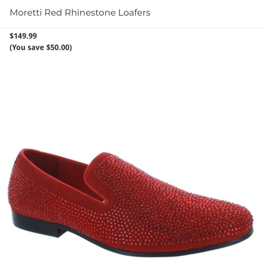Moretti Red Rhinestone Loafers - Picture 6 of 6